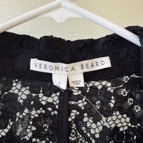VERONICA BEARD Long and Lean Cotton Corded Lace Jacket Black Sz 2 - Picture 7 of 9